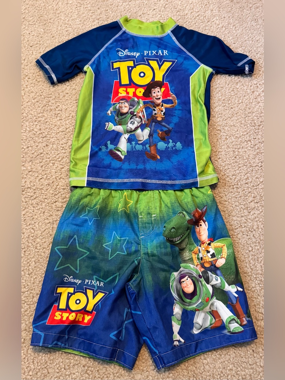 Toy Story Boys Blue & Green Swim Trunks Set